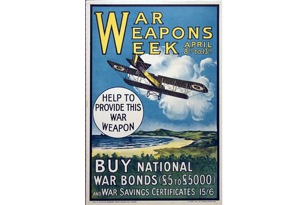 First World War propaganda poster 'War Weapons Week' published by the Scottish War Savings Committee in 1918. - 1996.100.67 ©McLean Museum and Art Gallery, Greenock.