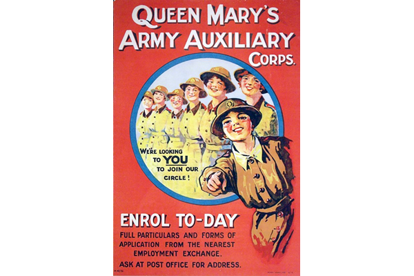 First World War propaganda poster 'We're looking to You to join our circle! ' published by Queen Mary’s Army Auxiliary Corps in 1917. - 1996.100.46 ©McLean Museum and Art Gallery, Greenock. 