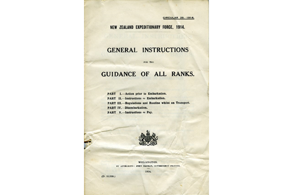 'General Instructions for the Guidance of All Ranks' -  poster issued by the New Zealand Expeditionary Force in 1914. - 1998.98.15 - © McLean Museum and Art Gallery, Greenock.