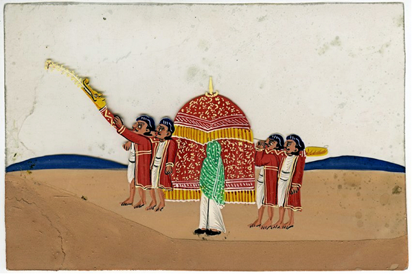 One of a series of watercolour paintings on sheets of mica. It was probably painted at Tiruchirappalli, India around 1880 - 1976.25.4 - ©McLean Museum and Art Gallery, Greenock.