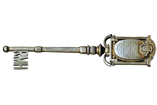 Ceremonial silver key inscribed 'Presented to Miss Rankin by the Corporation of Greenock on the occasion of the opening of the Rankin Memorial Hospitals 17th August, 1938' - 1996.5 © McLean Museum and Art Gallery, Greenock.