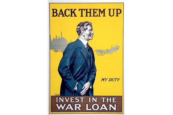 First World War propaganda poster 'Back Them Up' published by the Parliamentary War Savings Committee in 1915 - © McLean Museum and Art Gallery, Greenock