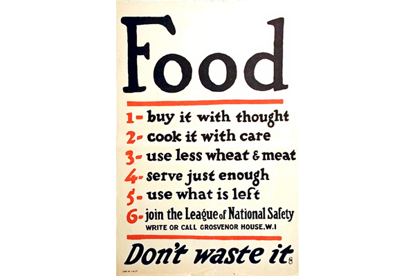 First World War propaganda poster 'Food' published by the League of National Safety in 1917.- 1996.100.409 © McLean Museum and Art Gallery, Greenock