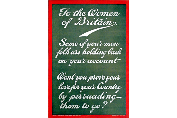 First World War propaganda poster 'To the Women of Britain', published by the Parliamentary Recruiting Committee in 1915. - 1996.100.31 © McLean Museum and Art Gallery, Greenock