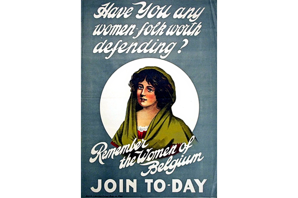 First World War propaganda poster 'Have You any Women-folk Worth Defending?', published for use in Ireland in 1915.- 1996.100.33 - © McLean Museum and Art Gallery, Greenock