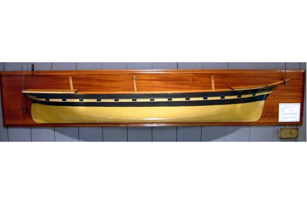 Late nineteenth century builder's half ship model of the sv Deveron built by Robert Steele & Co., Greenock as yard no. 93 in 1875 for J. Russell. - 2006.101 - © McLean Museum and Art Gallery, Greenock