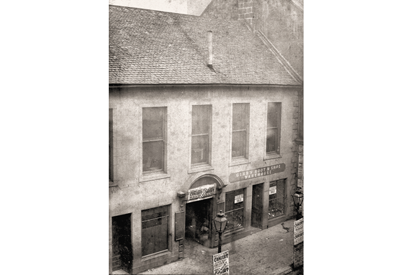 This view shows the façade of the Old Town Hall at 6 Hamilton Street, Greenock, probably taken around 1877. - Bromide print on paper - P4207 - © McLean Museum and Art Gallery, Greenock