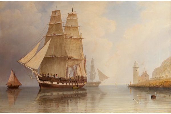 The barque Kilblain becalmed off the Cloch lighthouse by William Clark (1803-1883) - Oil on canvas - 60.4 x 91.2 cm - 1995.1 ©McLean Museum and Art Gallery, Greenock. 