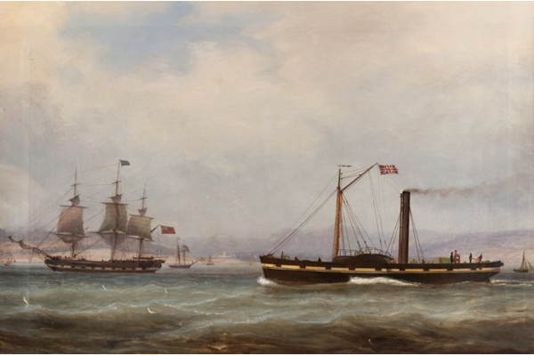 The Tug Conqueror by William Clark (1803-1883) - Oil on canvas - 58.5 x 89 cm - 1840s - 1977.710 ©McLean Museum and Art Gallery, Greenock. 