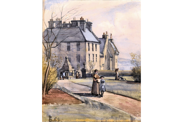 The Old Mansion House, Greenock - Watercolour on paper - 21.3 x 17.3 cm - 1885 - 1977.758 ©McLean Museum and Art Gallery, Greenock. This work was conserved with the generous assistance of the Scottish Museums Council.