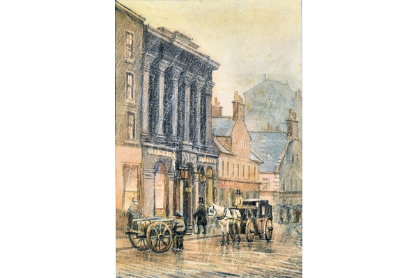 The Clydesdale Bank, Hamilton Street, Greenock - Watercolour on paper - 21.2 x 14.8 cm - 1977.767 ©McLean Museum and Art Gallery, Greenock. This work was conserved with the generous assistance of the Scottish Museums Council.