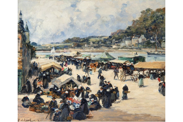 Marché à Chateaulin by Fernand-Marie-Eugéne Legout-Gérard (1856-1924) - Oil on canvas - 22.5 x 27 cm - 1977.935 ©McLean Museum and Art Gallery, Greenock.