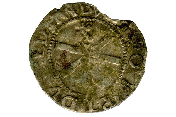 A Queen Mary Scottish Billon Bawbie, dating from the period 1542-1567, part of the Greenock Coin Hoard, made from billon - 1978.402 © McLean Museum and Art Gallery, Greenock.