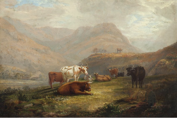 Landscape with Cattle by John Fleming (1792-1845) - Oil on canvas - 19.5 x 29.5 cm  - 1826 - 1977.812 - © McLean Museum and Art Gallery, Greenock.