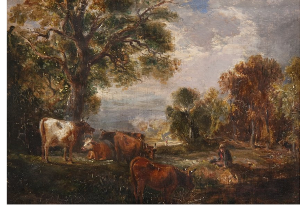 October Pastoral by John Fleming (1792-1845) - Oil on board - 17.3 x 23.2 cm - 1977.814 - © McLean Museum and Art Gallery, Greenock.