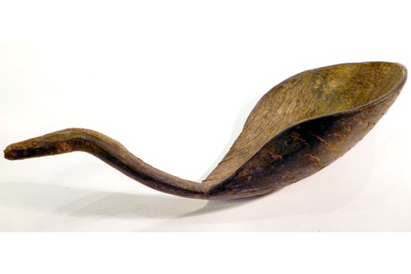 A nineteenth century native American spoon carved from dark coloured horn from Montana, United States. - 1981.801 © McLean Museum and Art Gallery, Greenock.