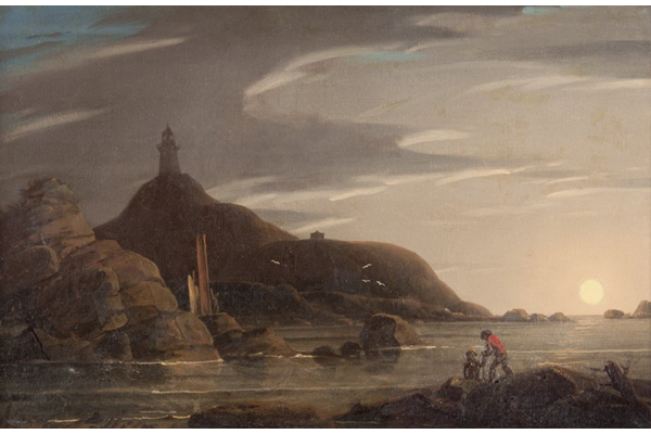 A Coastal Scene by Robert Salmon (c 1775-c 1851) - Oil on panel - 1827 - 29.5 x 44.5 cm - 1993.18 - © McLean Museum and Art Gallery, Greenock