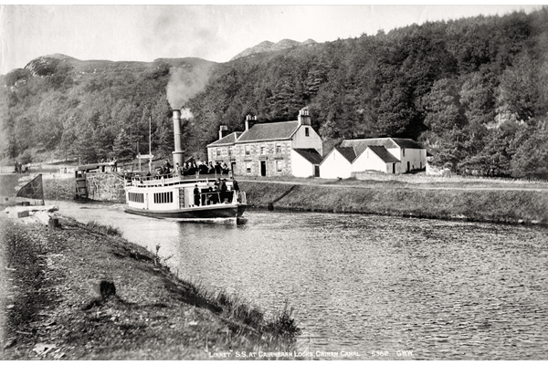 ss LINNET at Cairnbaan Locks, Crinan Canal by George Washington Wilson (1823-1893) - 1890 - Bromide print on paper - P51 - © McLean Museum and Art Gallery, Greenock