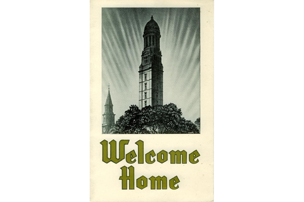 Welcome Home card issued by the Burgh of Greenock to returning forces in 1945. - 2006.261 - © McLean Museum and Art Gallery, Greenock