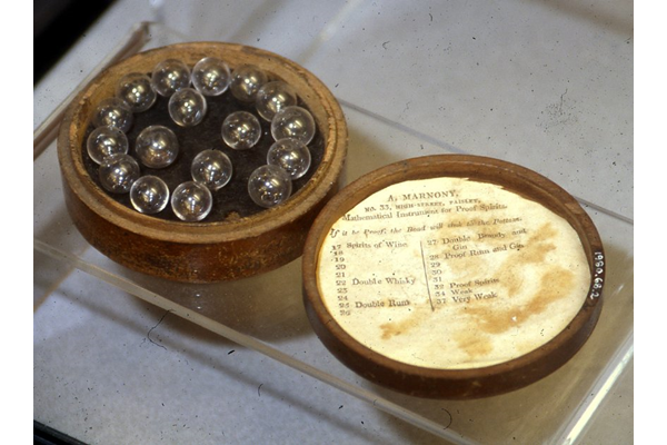 Hydrostatical bubbles or 'philosophical bubbles' made of glass used to measure the alcoholic content of spirits by the Customs service and other businesses. - 1980.68 - © McLean Museum and Art Gallery, Greenock