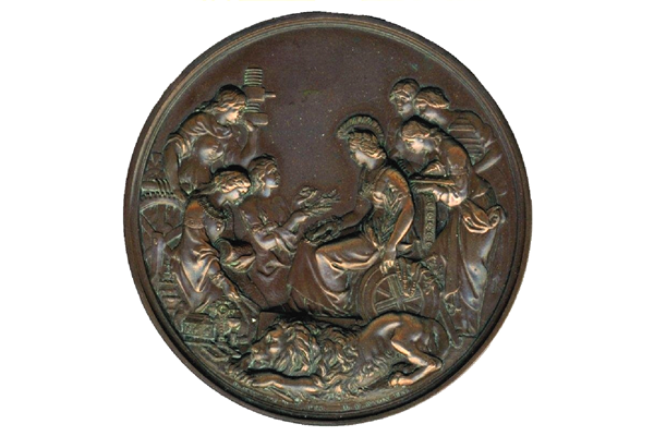 Copper trade exhibition medal designed by James Wyon (1804-1868) and awarded at the General Exhibition London in 1862 to Messrs. Anderson and Orr for the 'highest condition of refined sugar.' - 1978.645 - © McLean Museum and Art Gallery, Greenock