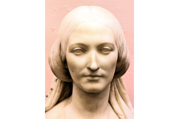 Bust of Elizabeth McArthur Caird by Raffaelle Monti (1818-1881). - This sculpture was commissioned by Elizabeth McArthur Caird the wife of James T. Caird as one of a pair of busts of themselves to mark the 40th birthday of James T. Caird (1816-1888). - 1978.238 - © McLean Museum and Art Gallery, Greenock