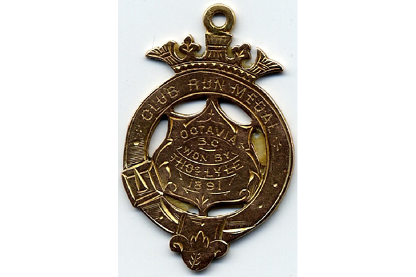 Medal for cycling in hallmarked gold inscribed 'Club Run Medal Octavia BC won by Thomas Lyle 1891' - 2004.5 - © McLean Museum and Art Gallery, Greenock