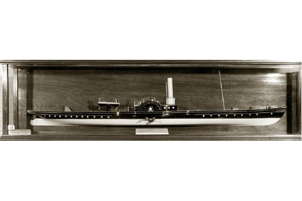 Original builder's model of the first Clyde steel hulled vessel, the ps Windsor Castle built by Caird & Co., Greenock in 1859. - 1987.170 - © McLean Museum and Art Gallery, Greenock