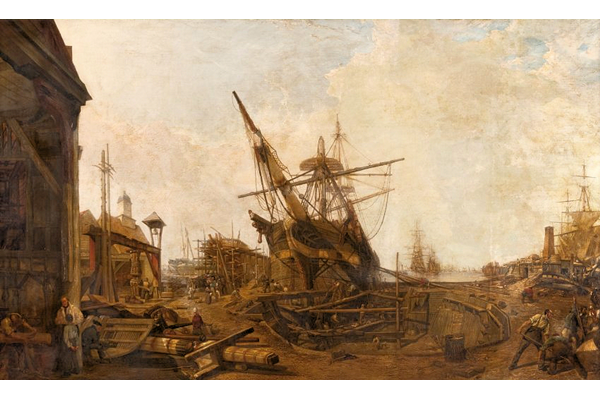 The Antaus under Construction by William Allen Brunning (1818-1850) - Oil on canvas -  156.9 x 259.1 cm  - 1978.208 - © McLean Museum and Art Gallery, Greenock