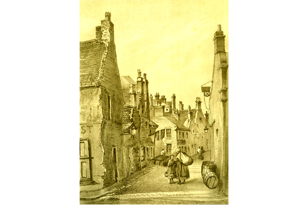 'Lindsay's Lane, Greenock' -  lithograph print after Patrick Downie (1854-1945) published in 1891 - 2012.43 -  ©McLean Museum and Art Gallery, Greenock.