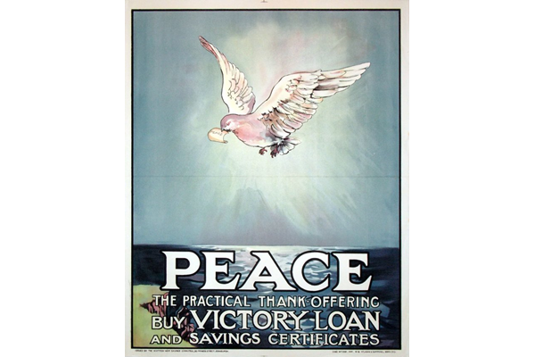 Peace - The Practical Thank Offering - Lithograph poster promoting the Victory Loan issued by the Scottish War Savings Committee in 1919 - 1996.100.70 - © McLean Museum and Art Gallery.