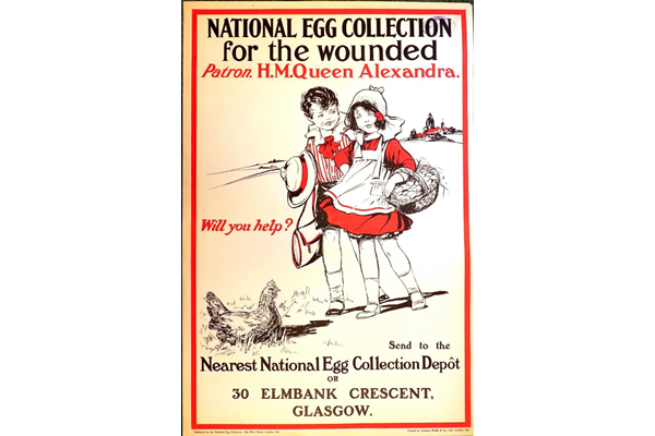 National Egg Collection for the Wounded - Lithograph poster issued by the National Egg Collection for the Wounded for the Glasgow Depot. - 1996.100.111 - © McLean Museum and Art Gallery, Greenock.