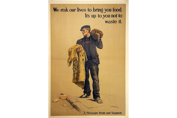 We Risk Our Lives to Bring You Food - Lithograph poster issued by the Ministry of Food in 1917 - 1996.100.122 - © McLean Museum and Art Gallery, Greenock