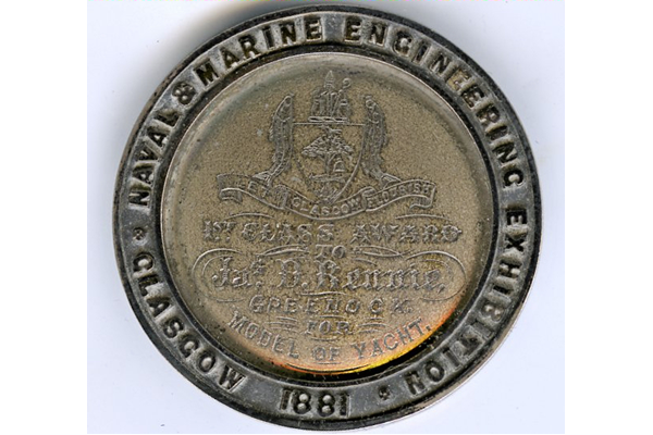 Medal awarded to James Dundas Rennie (1813-1883), a Greenock shipwright in 1881 for a yacht model - 2012.61 - © McLean Museum and Art Gallery, Greenock