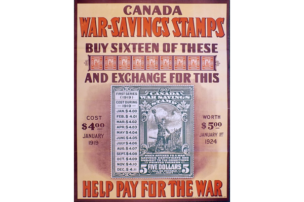 Canada War Savings Stamps poster issued by the National War-Savings Committee in January 1919 - 1996.100.251 - © McLean Museum and Art Gallery, Greenock