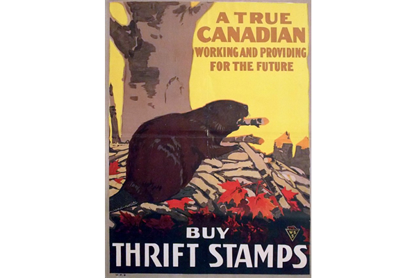 'A True Canadian - Working and Providing for the Future' - poster promoting Thrift Stamps - 1996.100.406 - © McLean Museum and Art Gallery, Greenock