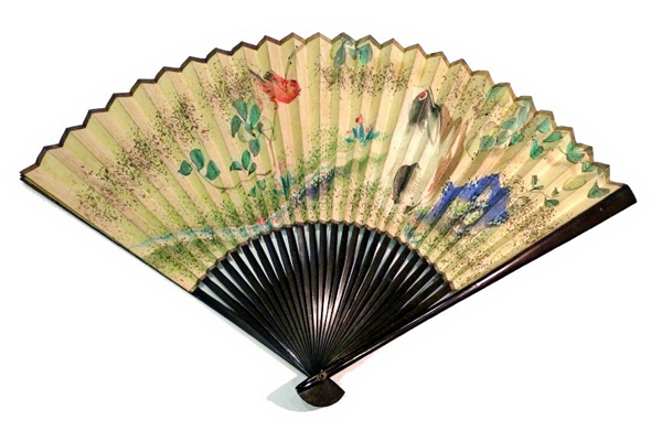 19th century Japanese fan made from wood, lacquer, paper and paint. - 1981.41 - © McLean Museum and Art Gallery, Greenock