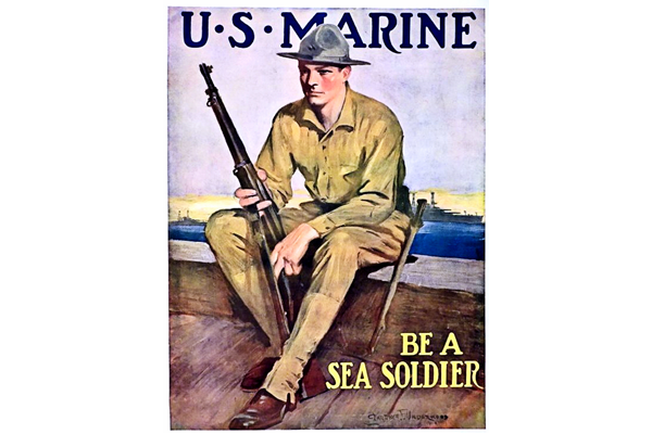 'U.S. Marine - Be a Sea Soldier' - Lithograph by  Clarence F. Underwood (1871-1929) - United States Marine Corps - 1996.100.624 - © McLean Museum and Art Gallery, Greenock