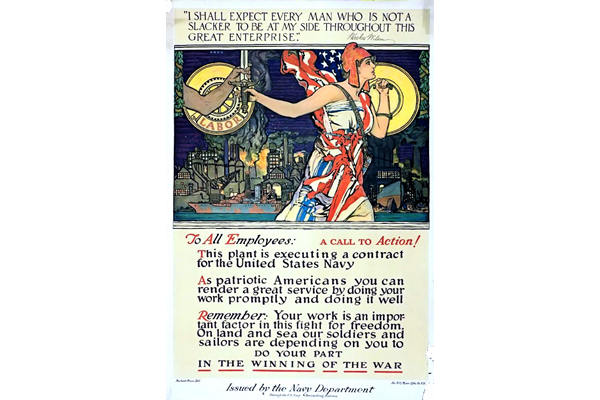 'I Shall expect Every Man Who is Not a Slacker to be By My Side' - Lithograph by Herbert Andrew Paus (1880-1946)  -United States Navy - 1996.100.626 - © McLean Museum and Art Gallery, Greenock