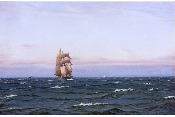 Watercolour painting on paper entitled 'A Fair Wind on the Clyde' by Patrick Downie (1854-1945) - 33.3 x 50.8 cm - 1977.764 - © McLean Museum and Art Gallery, Greenock