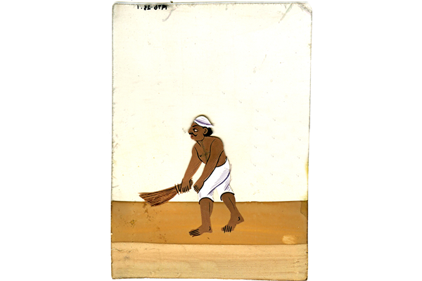 Painting of a Sweeper - 19th century Indian gouache painting on mica - 1976.25.1 - © McLean Museum and Art Gallery, Greenock