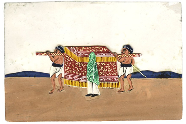 Decorated palanquin with bearers - 19th century Indian gouache painting on mica - 1976.3 - © McLean Museum and Art Gallery, Greenock