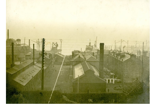 Boundary Street showing the boundary between Greenock and Port Glasgow. The boundary is shown as a white line. - 2009.98.46 - © McLean Museum and Art Gallery, Greenock