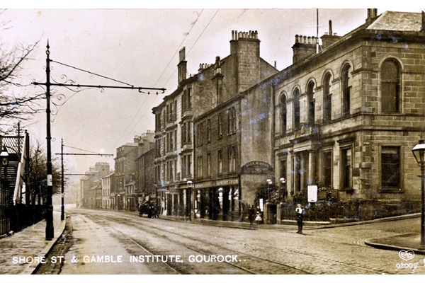 Shore Street and the Gamble Institute, Gourock - Postcard posted on the 2nd December 1915 - WL5019 - © McLean Museum and Art Gallery, Greenock