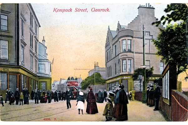 Kempock Street, Gourock - colour lithograph postcard posted on 23 July 1908 - 1996.80.25 - © McLean Museum and Art Gallery, Greenock