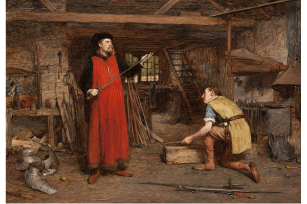 Testing the Blade by William Quiller Orchardson (1832-1910) - Oil on canvas - 64 x 103 cm - 1977.1067 ©McLean Museum and Art Gallery, Greenock.