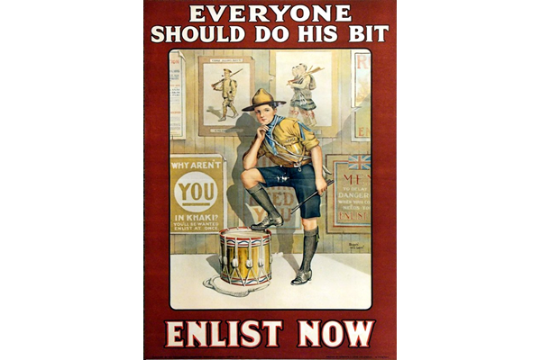 First World War recruitment poster 'Everyone Should Do His Bit', published by the Parliamentary Recruiting Committee in 1915 - 1996.100.174 ©McLean Museum and Art Gallery, Greenock.