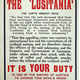 First World War propaganda poster 'Remember the Lusitania!', published by the Parliamentary Recruiting Committee in 1915. - 1996.100.36 ©McLean Museum and Art Gallery, Greenock.