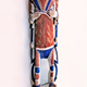 A late 19th century Malagan totem from New Ireland in the form of a carved figure in wood. The vertical figure carved from a single wooden post and is decorated in blue, white and brown pigment. - 1981.1434 © McLean Museum and Art Gallery, Greenock.