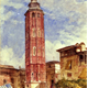 The Leaning Tower of Zaragoza by John Frederick Lewis (1804-1806) - Watercolour on paper - 1832 - 35.9 x 25.9 cm  - 1977.940 - © McLean Museum and Art Gallery, Greenock